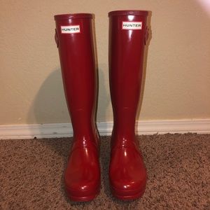 Tall red Hunter boots